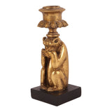 Antique Gold Candlestick Monkey Speak no evil resin 15 cm