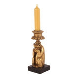 Antique Gold Candlestick Monkey Speak no evil resin 15 cm