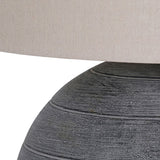 GREY TABLE LAMP WITH OATMEAL SHADE 40X40X65CM