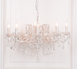 8 Branch White Cut Glass Chandelier Meadow Lane