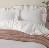 Blousey Cotton Ruffle Duvet Cover King Set Pink MLH