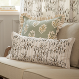 Chinese Lanterns Embroidered Cushion Linen Feather Filled ML