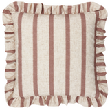 Connie Square Striped Ruffle Cushion Clay Pink Feather Filled Meadow Lane