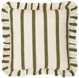Connie Square Striped Ruffle Cushion Moss Feather Filled Meadow Lane
