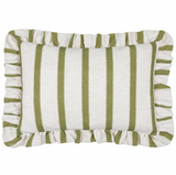Connie Striped Ruffle Cushion Olive Feather Filled Meadow Lane