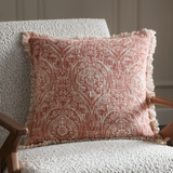 Durelle Damask Fringed Cushion Coral Feather Filled ML