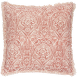 Durelle Damask Fringed Cushion Coral Feather Filled Meadow Lane