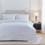 Elara Embroidered 100% Cotton Duvet Cover Double Set White Meadow Lane