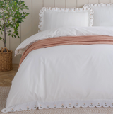 Florrie Embroidered Cotton Duvet Cover Single Set Peach ML