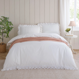 Florrie Embroidered Cotton Duvet Cover Super King Set Peach Meadow Lane