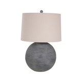 GREY TABLE LAMP WITH OATMEAL SHADE 40X40X65CM
