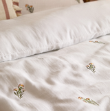 Josephine Embroidered Muslin Duvet Cover Super King Set White/Pink MLH
