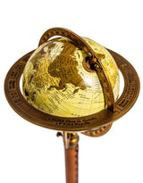 Large Antique Globe On Metal & Leather Stand_2