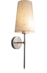 Rechargeable LED Brushed Nickel Wall Lamp and Shade MLH