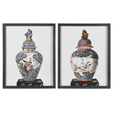 Set of 2 Oriental Inspired Vase Framed Pictures Meadow Lane