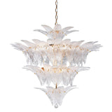 Verona 4-Tier Glass Leaf Chandelier in Antique Gold Finish
