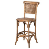Oak Rattan Back Counter Height Stool