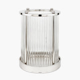 Silver Metal and Clear Textured Glass Hurricane Small - Meadow Lane Ardee