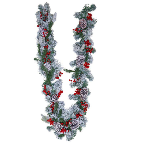 Snowy Garland with Berries & Cones – Holiday Decoration - 274СМ