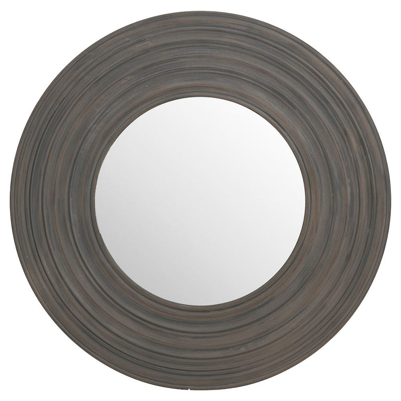 CIRCULAR A/Q GREY WOODEN MIRROR 90cm