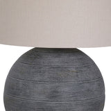 GREY TABLE LAMP WITH OATMEAL SHADE 40X40X65CM
