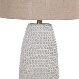 CERAMIC TABLE LAMP WITH BURLAP SHADE 35x35x71cm