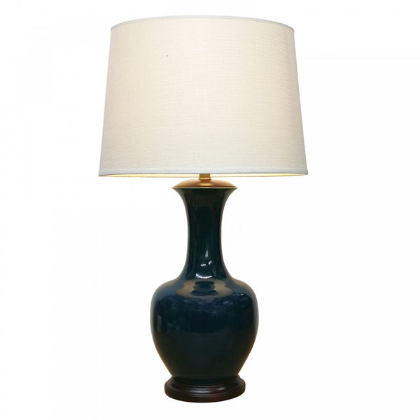 Teal Lamp with Cream Shade