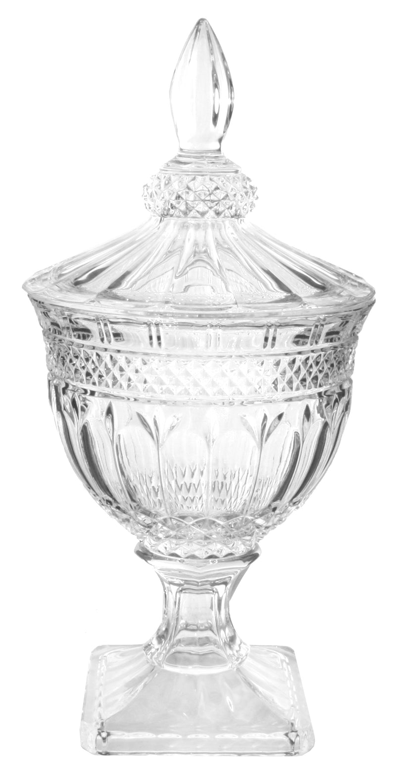 Etched Glass Crystal urn with lid