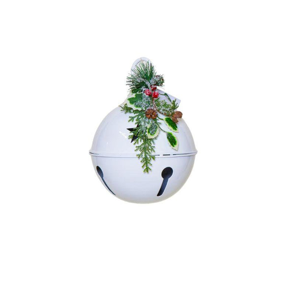 White Metal Bell with Berries – Holiday Decoration