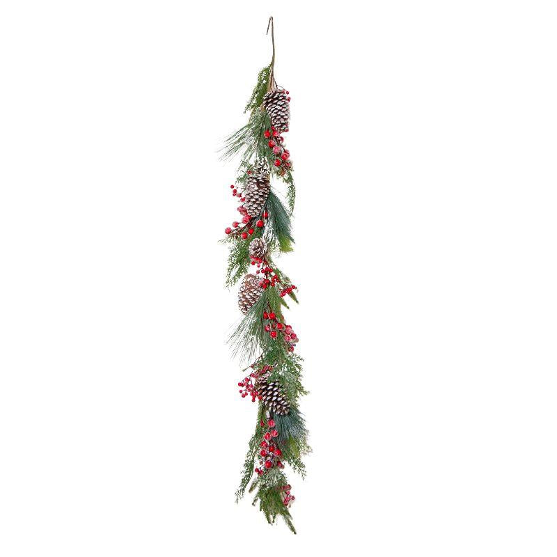 Snowy Pine & Berry Garland – Christmas Decoration