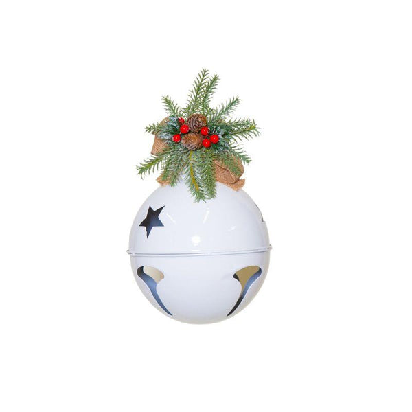 White Metal Bell with Bow – Festive Decoration