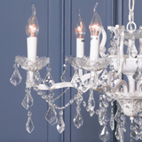 8 Branch White Cut Glass Chandelier MLH