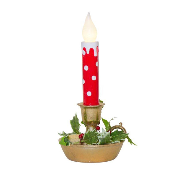 LED Pillar Candle Red & White Dots – Festive Candle