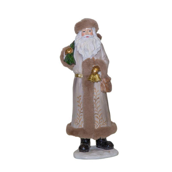 Flocked Santa Claus Figurine  – Christmas Decoration