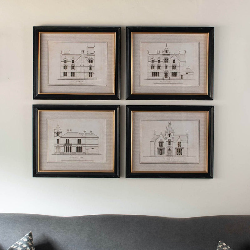 BROOKBY SET OF 4 FRAMED ARCHITECTURAL WALL ART