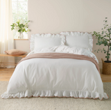 Blousey Cotton Ruffle Duvet Cover King Set Pink Meadow Lane