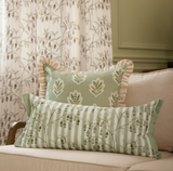 Chinese Lanterns Embroidered Cushion Sage Feather Filled ML