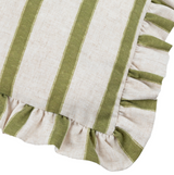 Connie Striped Ruffle Cushion Olive Feather Filled MLH