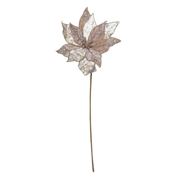 Champagne & Ivory Poinsettia Flower - Holiday Decoration
