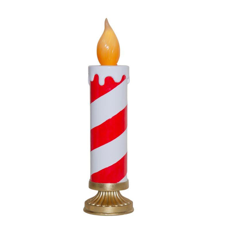 LED Candle White & Red Stripe – Festive Light