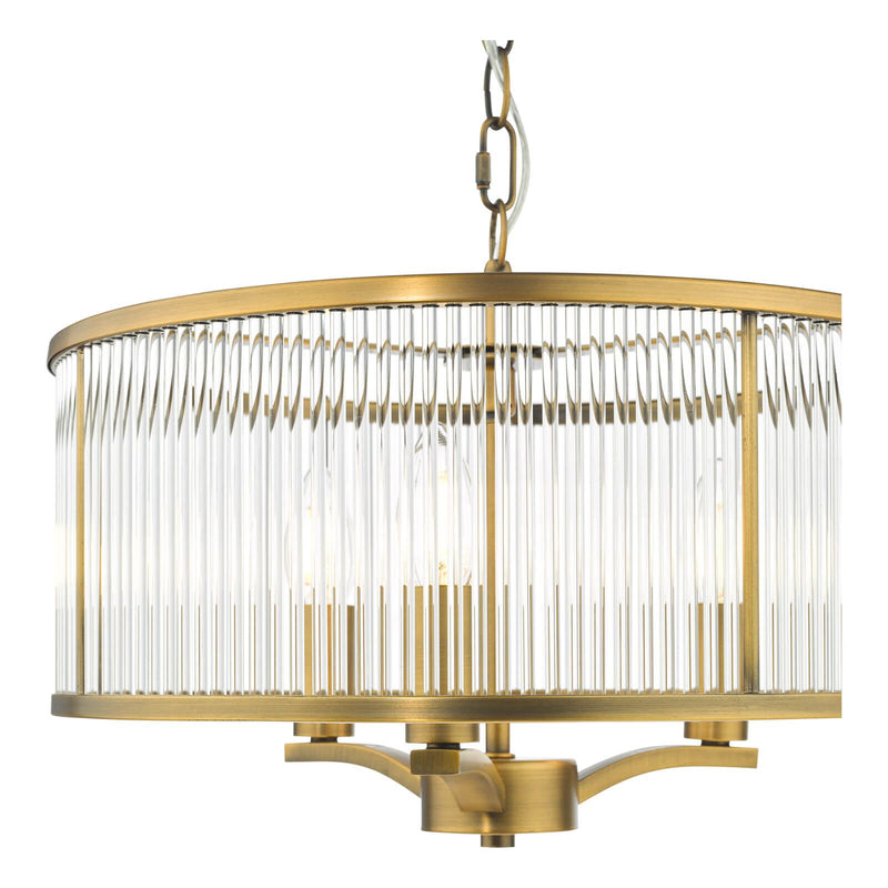 Eva 3 Light Pendant Antique Bronze and Glass