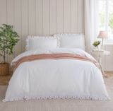 Florrie Embroidered Cotton Duvet Cover Single Set Peach Meadow Lane