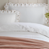 Florrie Embroidered Cotton Duvet Cover Super King Set Peach MLH