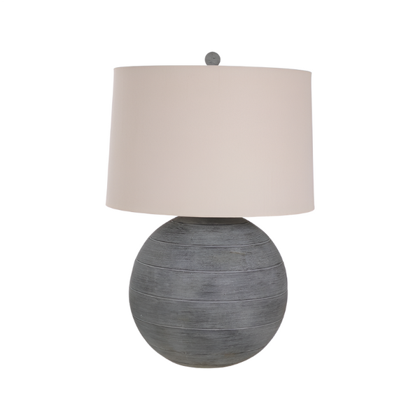 GREY TABLE LAMP WITH OATMEAL SHADE 40X40X65CM