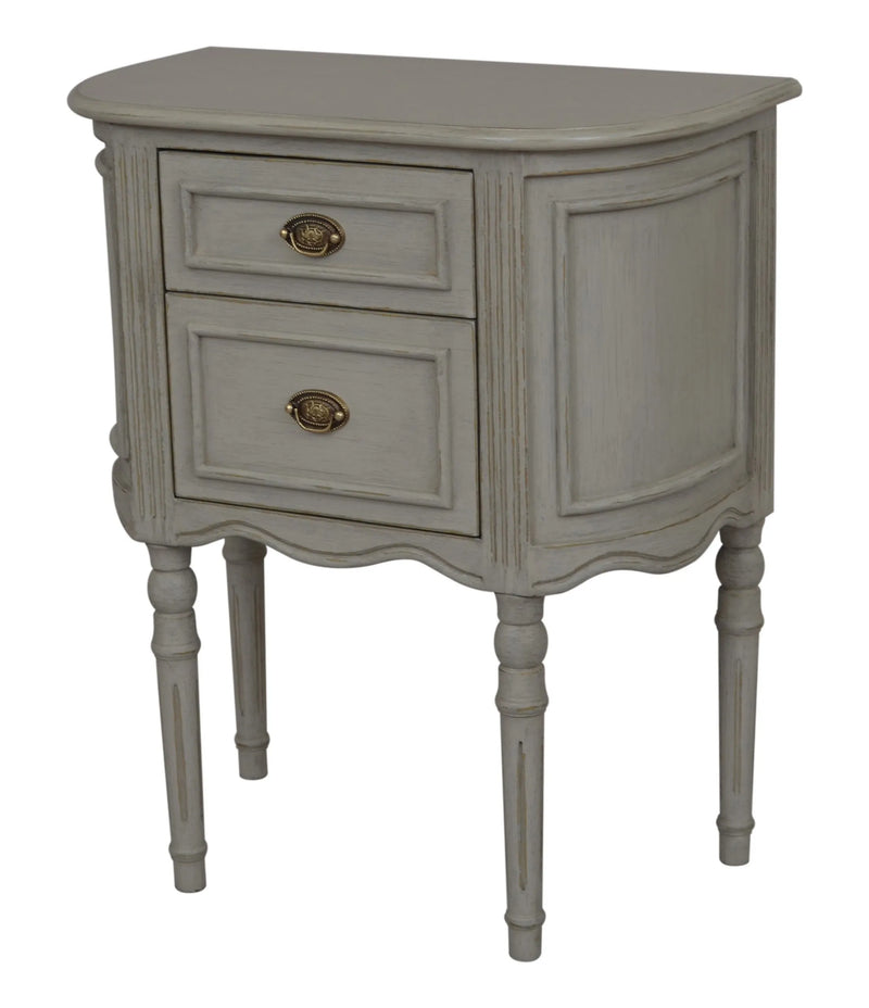 Heritage 2 Drawer Bedside – Grey with Gold Distress