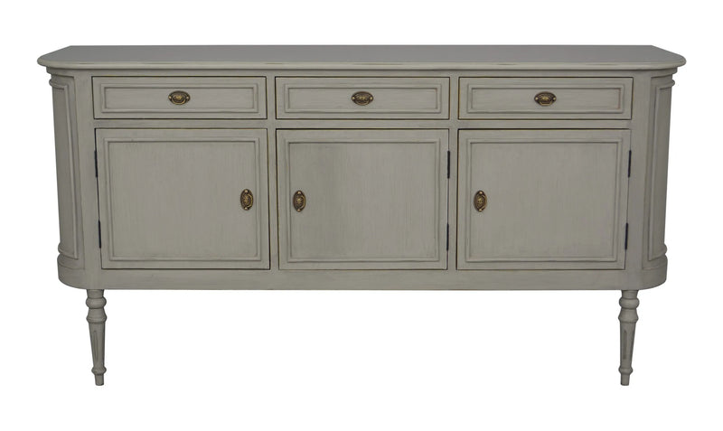 Heritage 3 Door Sideboard – Grey with Gold Distress