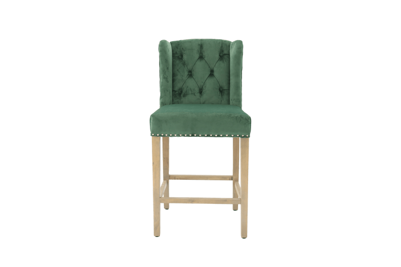 Kansas Green Velvet Counter Stool ‚Äì 67cm Seat Height