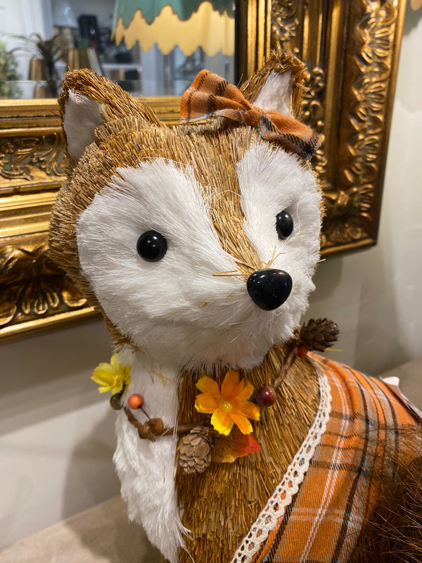 Meadow Lane Tartan Sitting Bushy Fox