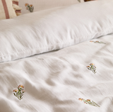 Josephine Embroidered Muslin Duvet Cover Double Set White/Pink MLH