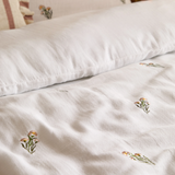 Josephine Embroidered Muslin Duvet Cover King Set White/Pink MLH